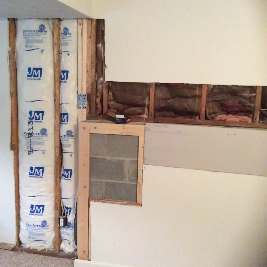 Wall insulation replacement during Basement Flood Cleanup in Plainfield